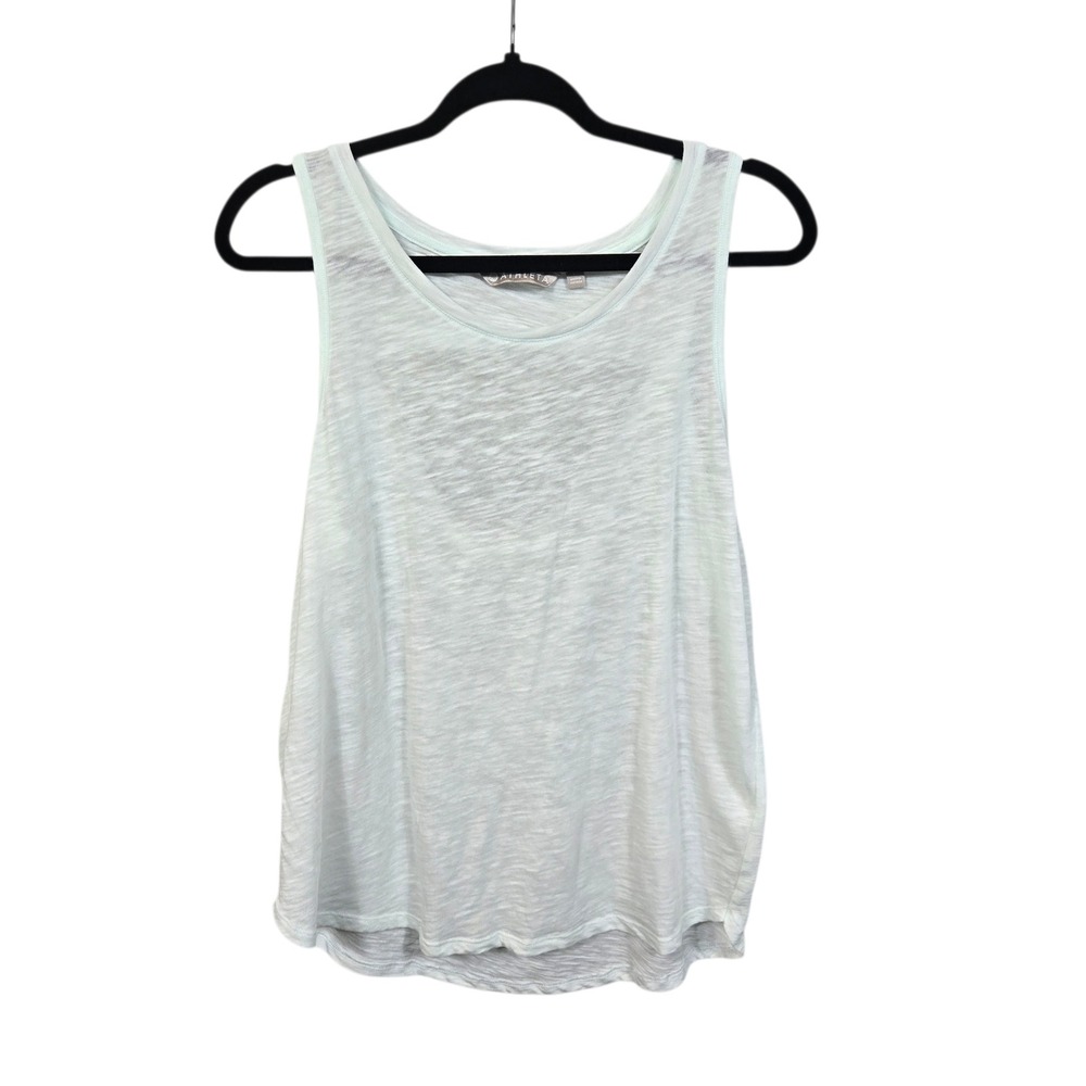 Athleta Tank Top Womens Large Mint Green Open Back Slub Knit Sleeveless Shirt